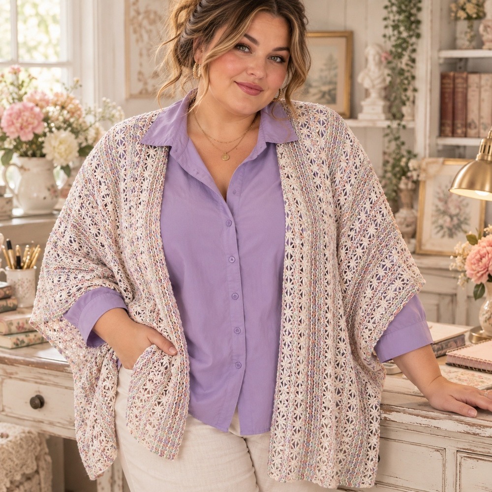 78. 3X SET Lane Bryant Bouase and Pastel Lace Kimono-Shabby chic, Coquette, Boho